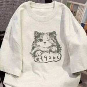 Adorable Cat - print T - shirt: Encountering Cute Fashion